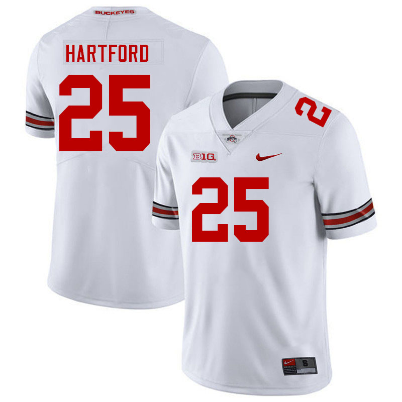 Ohio State Buckeyes Malik Hartford Men's #25 White Authentic Stitched College Football Jersey